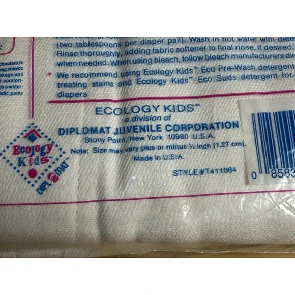 VTG Ecology Kids 6 Pack 100% Cotton Birdseye Flat Cloth Diapers NOS Discontinued